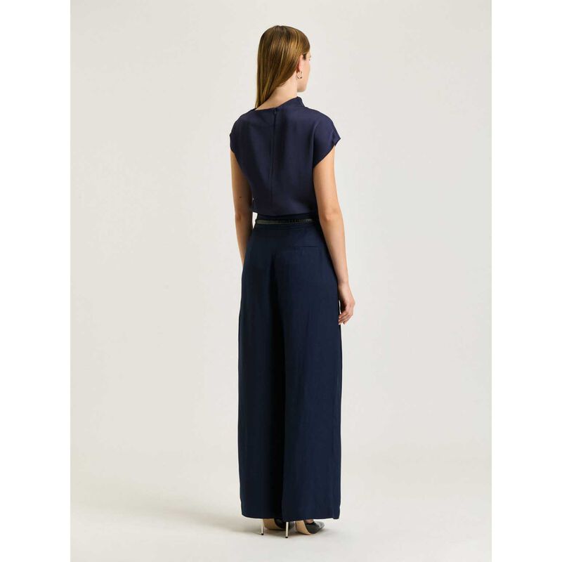 Veronika Maine Viscose Linen Wide Leg Tuck Pant image number 1
